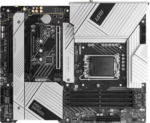 Материнская плата/ MB MSI INTEL Z790 s1700, 4xDDR5(256GB), HDMI 2.1/DP, 1xPCIe 5.0x16, 1xPCIe 4.0x16, 1xPCIe 3.0x16, 1xPCIe 3.0, 1xLAN (2.5GbE), Wi-Fi, BT, 6xSATA 6Gb/s, 4xM.2, 1xUSB-C, 5xUSB 3.2, 2xUSB 2.0, ATX (PRO Z790-A MAX WIFI)