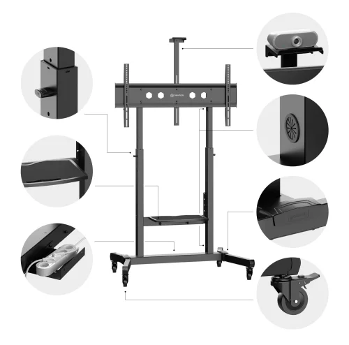 ONKRON мобильная стойка для ТВ 50-100, макс 120кг, наклонная, чёрная TS1991 (TS1991-B) фото 6