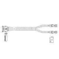 Кабель JPC P7356DN10800-1 Cable MCIO x8 74P (прямой Straight Type) -TO- 2x HD MiniSAS 4i 36P (SFF8643, прямой Straight Type) , 85 Ohm, L:80cm