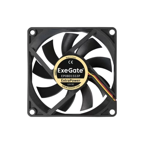 Exegate EX283374RUS Вентилятор ExeGate ExtraPower EP08015S3P, 80x80x15 мм, подшипник скольжения, 3pin, 2500RPM, 26dBA фото 2