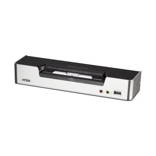 Переключатель, электрон., KVM+Audio+USB 2.0, 1 user USB+2xDVI => 2 cpu USB+4xDVI, со шнурами USB/ DVI Dual Link 2х1.8м.+DVI Dual Link 2х1.8м., 2560x1600, настол., исп.спец.шнуры, без OSD, (CS1642A)