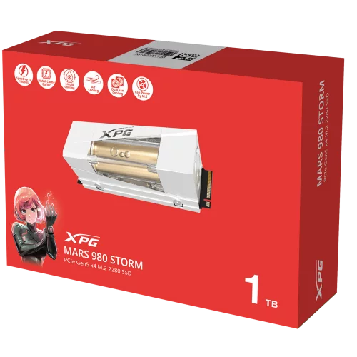 Твердотельный накопитель/ ADATA SSD XPG MARS 980 STORM, 1000GB, M.2(22x80mm), NVMe, PCIe 5.0 x4, 3D NAND, R/ W 14000/ 10000MB/ s, IOPs 1 600 000/ 1 650 000, TBW 740, DWPD 0.4, with Heat Sink (5 лет) (SMAR-980S-1TCI) фото 7