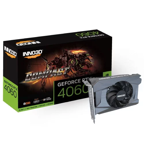 Видеокарта INNO3D RTX4060 COMPACT 8GB GDDR6 128-bit DPx3 HDMI 1FAN RTL (N40601-08D6-173050N)