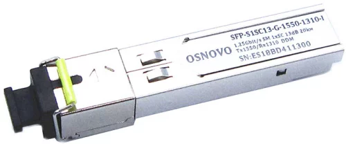 Промышленный оптический SFP модуль OSNOVO SFP-S1SC13-G-1550-1310-I Оптический SFP Модуль промышленный. Одно волокно Single Mode. Скорость: до 1,25 Гбит/c. Тип разъема: SC. Оптический бюджет: 13дБ. Расстояние передачи - до 20км. Рабочая