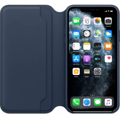 Чехол Apple для iPhone 11 Pro Max Leather Folio кожанный синяя волна (MY1P2ZM/A) фото 3