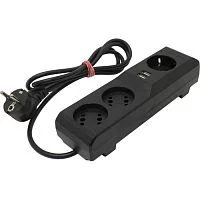 Сетевой фильтр/ Surge protector Pilot 3G 3xGP euro outlets, 10А/2.2кВа, 2xUSB, 1.8m, grafit