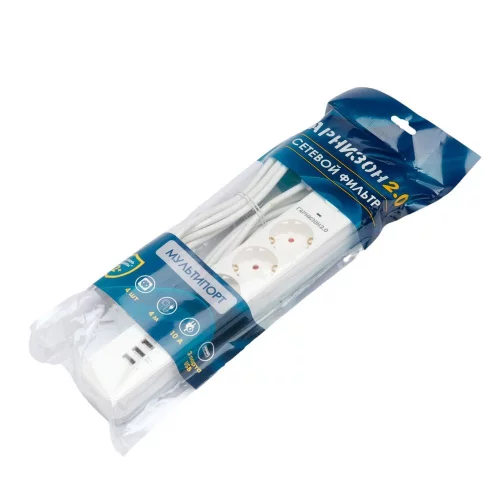 Гарнизон Сетевой фильтр 2.0 EPS-4-U3-W-4 Мультипорт, 4р, 10А, 3xUSB, 4м, ур.защиты 2+, белый, пакет (21447) фото 5