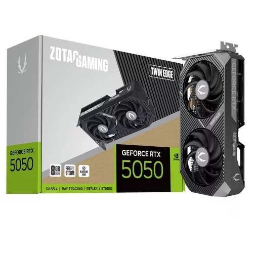 Видеокарта Zotac PCI-E 4.0 RTX 5050 TWIN EDGE NVIDIA GeForce RTX 5050 8Gb 128bit GDDR6 2602/ 17000 HDMIx1 DPx3 HDCP Ret (ZT-B50500E-10M)