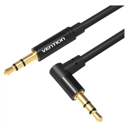 Кабель Vention аудио Jack 3,5 mm M/Jack 3,5 mm M угол 90 - 1м Черный (BAKBF-T)
