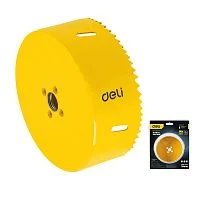 Коронка биметаллическая Deli DH-SKK114-E1 диаметр 114мм, макс глубина сверления 38мм, шаг зубьев 4-6мм, 42CrMo+M3