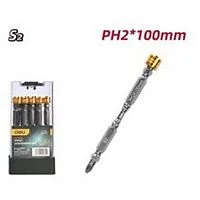 Набор двухсторонних ударных бит с магнитным ограничителем 10 шт Deli DL255100 PH2*100мм, сталь S2, пласт.кейс