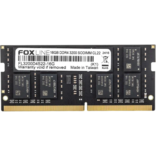 Память оперативная/ Foxline SODIMM 16GB 3200 DDR4 CL22 (1Gb*8) (FL3200D4S22-16GSS)