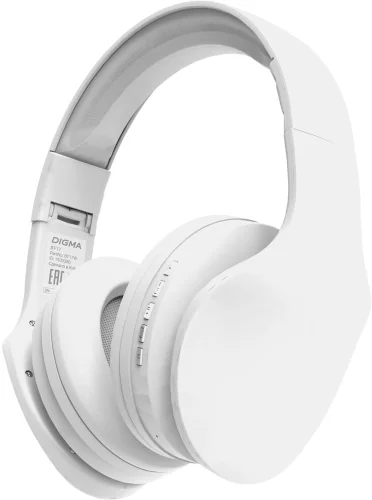 Гарнитура накладные Digma BT-17 белый беспроводные bluetooth оголовье (BT17W)
