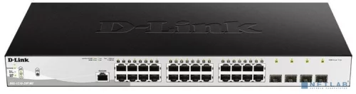 Коммутатор/ DGS-1210-28P/ME/B Managed L2 Metro Ethernet Switch 24x1000Base-T PoE, 4x1000Base-X SFP, PoE Budget 193W, Surge 6KV, CLI, RJ45 Console, Dying Gasp (DGS-1210-28P/ME/B2A)