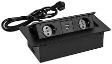 Сетевой разветвитель Premier PX/BL-HOR-2R-2USB-BLK 1.8м (2 розетки) черный (коробка)