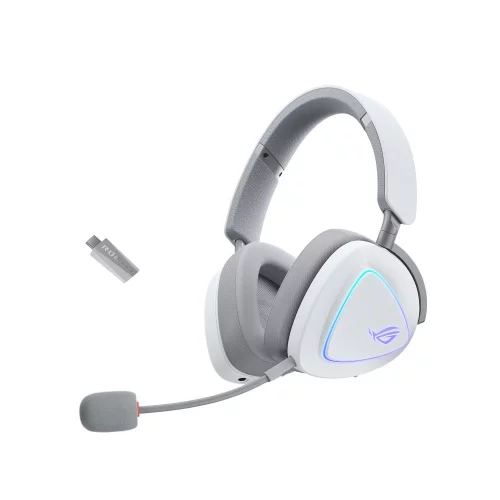 Гарнитура ASUS ROG DELTA II, 2.4GHz, Bluetooth,3.5mm, 315g, 20Hz~20kHz, RGB Lighting, Moonlight White (90YH03W0-BHUA10)