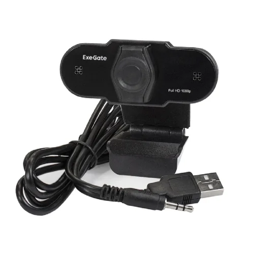 Exegate EX287387RUS Веб-камера ExeGate BlackView C615 FullHD (матрица 1/ 3 2 Мп, 1920х1080, 1080P, 30fps, 4-линзовый объектив, шторка, USB, фиксированный фокус, микрофон с шумоподавлением, универсальн