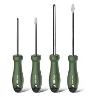 Набор отверток "Home Series Green" Deli HT1004L 4шт SL5x100+SL6x150+PH1x100+PH2x150, эксклюзивный дизайн, рукоятка из высококачественного софттач пластика