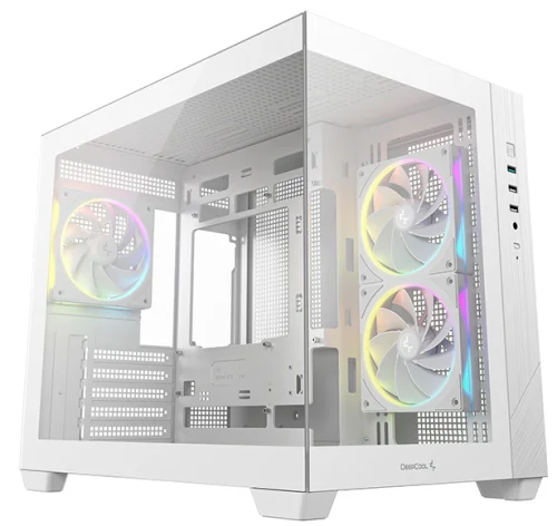 корпус Deepcool CG330 3F WH без БП, боковое окно (панорама), 3x120mm ARGB PWM вентилятора, белый, mATX (R-CG330-BKNGM3-G)