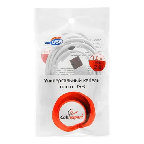 Cablexpert Кабель USB 2.0 Pro AM/ microBM 5P, 1.8м, белый, пакет (CC-mUSB2-AMBM-6W) фото 3