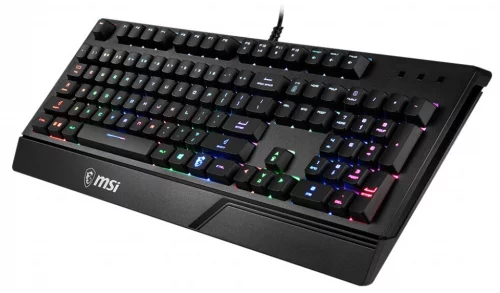 Клавиатура игровая MSI VIGOR GK20, membrane Keyboard with ergonomic keycaps and wrist rest. 12 Key Anti-ghosting Capability. Water Resistant (spill-proof), Static multi-colour backlighting (S11-04RU230-CLA) фото 4