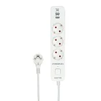 Гарнизон Сетевой фильтр EPS-3-CU2-W-2 2.0 Мультипорт 3р, 10А, 1xType-C PD, 2 х USB QC, 2м, ур.защиты 2+, белый, пак (21448)