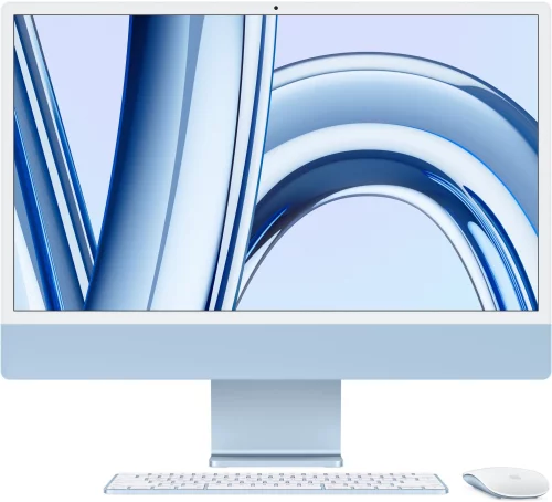 Моноблок Apple iMac A2874 24 4.5K M3 8 core 8Gb SSD256Gb 8 core GPU macOS WiFi BT клавиатура мышь Cam синий 4480x2520 (Z197000DV)