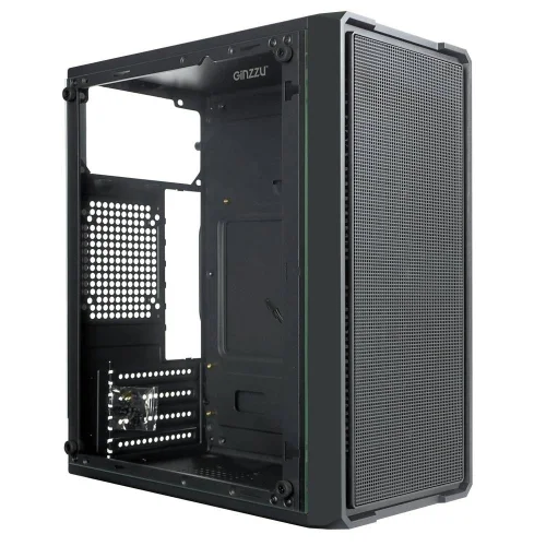 Корпус Ginzzu B171 2*USB 2.0,AU боковая панель стекло передняя сетка (B171#NTL)