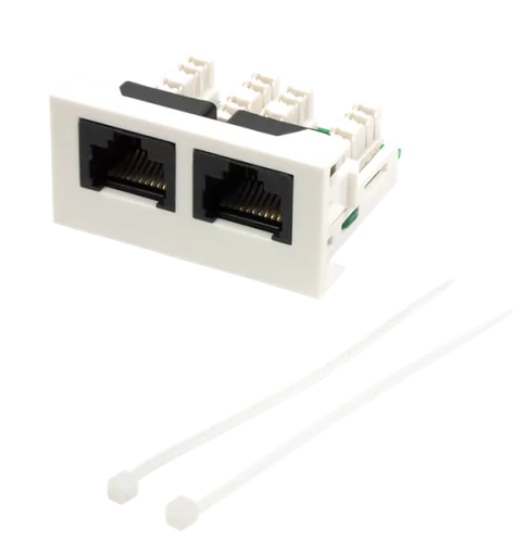 Вставка Mosaic 22.5x45 2xRJ45 Cat.5e, белая (LAN-WA-LP-2X45/ 5E-WH) (LAN-WA-LP-2X45/5E-WH)