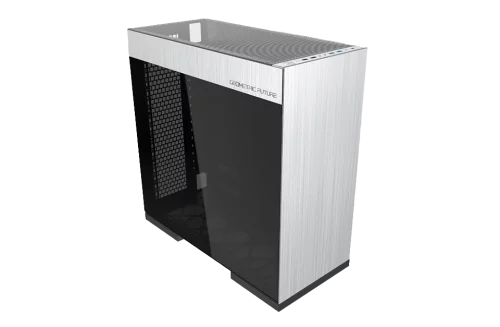 Корпус ПК без блока питания/ Case Geometric Future Model 8 Dharma, Midi-Tower, TG, no fans, 2xUSB-A 3.0, 2xUSB-A 2.0, 1xUSB 3.2 Type-C, E-ATX, ATX, mATX, mITX Silver/ Black (1AM8DMSL00AA2)