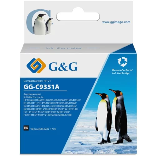 Картридж струйный G&G GG-C9351A черный 17мл для HP DJ 3920/ 3940/ D1360/ D1460/ D1470/ D1560/ D2330/ D2360/ D2430/ D2460/ F370/ F375/ F380/ F2180/ F2187/ F2224/ F2280/ F2290/ F4140/ F4172/ F4180/ F4190