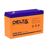 Батарея DELTA серия DTM, DTM 612, напряжение 6В, емкость 12Ач (разряд 20 часов), макс. ток разряда (5 сек.) 150А, макс. ток заряда 3.45А, свинцово-кислотная типа AGM, клеммы F1, ДxШxВ 151х50х94мм., вес 1.7кг., срок службы 6 лет./ Battery DELTA series DTM