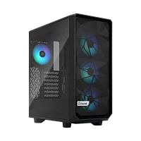 Корпус ПК без блока питания/ Case Fractal Design Meshify 2 Compact Lite RGB TG Light Tint, Midi-Tower, 4x120mm RGB, 2xUSB-A 3.2 ATX, mATX, mITX Black (FD-C-MEL2C-05)