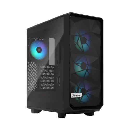 Корпус ПК без блока питания/ Case Fractal Design Meshify 2 Compact Lite RGB TG Light Tint, Midi-Tower, 4x120mm RGB, 2xUSB-A 3.2 ATX, mATX, mITX Black (FD-C-MEL2C-05)