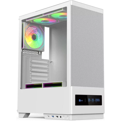 Корпус для ПК ACD Citadel 108DW ATX, Type-C + 2 X USB ports + HD audio combo, Mesh, TG, White (AH-SI1G0W-00)
