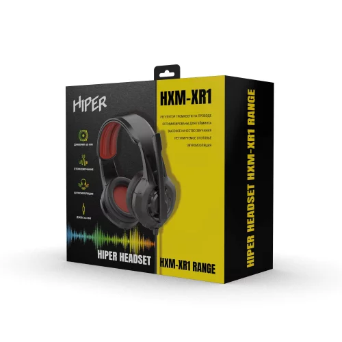 Гарнитура компьютерная игровая HIPER HXM-XR1 Black (Стерео, 40мм, mini-jack 3.5мм, регулировка оголовья, кабель 2м, черный) фото 4