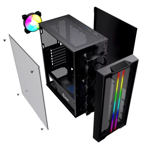 Powercase CMIEB-F4S Корпус Mistral Evo, Tempered Glass, 1x 120mm PWM ARGB fan + ARGB Strip + 3x 120mm PWM non LED fan, чёрный, ATX (CMIEB-F4S) фото 5