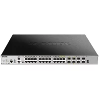 Коммутатор/ Managed L3 Stackable Switch 20x1000Base-T PoE, 4x10GBase-X SFP+, 4xCombo 1000Base-T PoE/SFP, PoE Budget 370W (740W with DPS-700), Surge 6KV, CLI, 1000Base-T Management, RJ45 Console, mini-USB Console, USB, RP (DGS-3630-28PC/A2ASI)