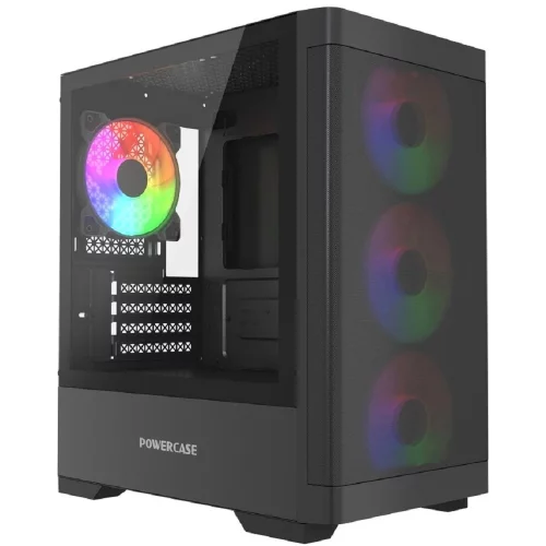Powercase Корпус Mistral Micro A13B, Tempered Glass, 4x120mm FRGB fan, чёрный, mATX (CMMA13B-L4)