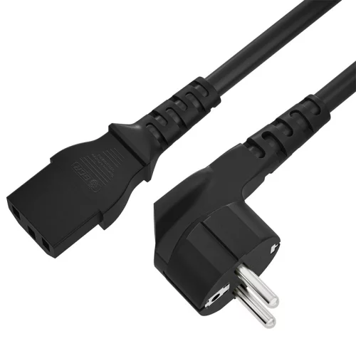 GCR Кабель питания PROF 2.0m, евровилка угловая Schuko - С13, черный, 3*1,5mm (GCR-55096)