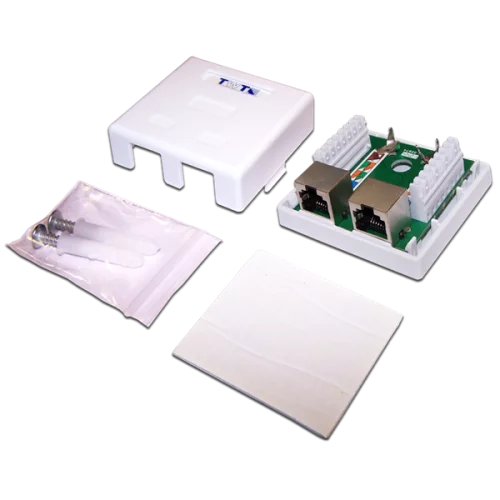 Настенная розетка, 1 порт RJ-45 категории 5е, STP, белая (TWT-SM1-45/ S-WH) (TWT-SM1-45/S-WH)