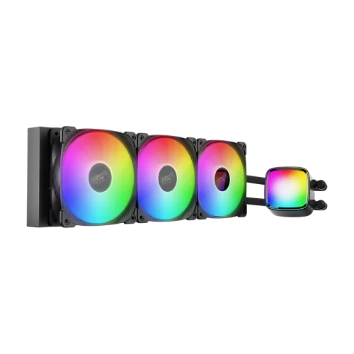 Система жидкостного охлаждения/ Water Cooling System Geometric Future Eskimo Pro 360 (240W, 360mm, ARGB, Black/ Fans: 3x120mm, 80.81CFM, 34.2dBA, 2000RPM/ Pump height 54mm, 3200RPM, Rad thickness 27mm (1C251B1361000)