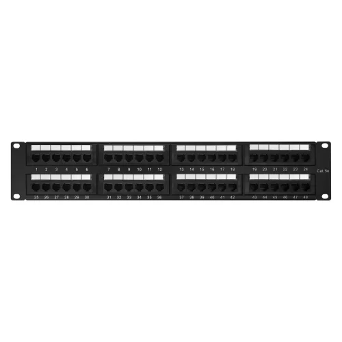 Патч-панель 19 NEOMAX [NM-PP-2U48P-UC5E-D-108-BK] 2U, 48 портов, кат.5E, UTP, Dual IDC, цвет черный