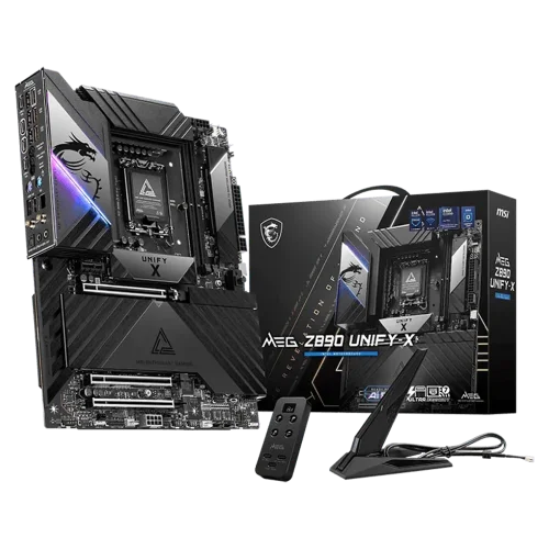 Материнская плата MSI MEG Z890 UNIFY-X Z890, LGA1851, 2*DDR5, 3*PCIEx16, 1*PCIEx1, 6*M.2, 2*TypeC, 8*USB3.2Gen2, 4*USB3.2Gen1, 8*USB2.0, 6*SATA3.0, 5G, 2*Type-C(DP), ATX, RTL