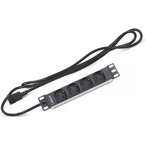 Cabeus PDU-4P-2IEC Блок евророзеток для 10 шкафов, горизонтальный, 4 розетки, 10 A, без выключателя, алюминиевый корпус, шнур 2 м, вилка IEC 320 C14