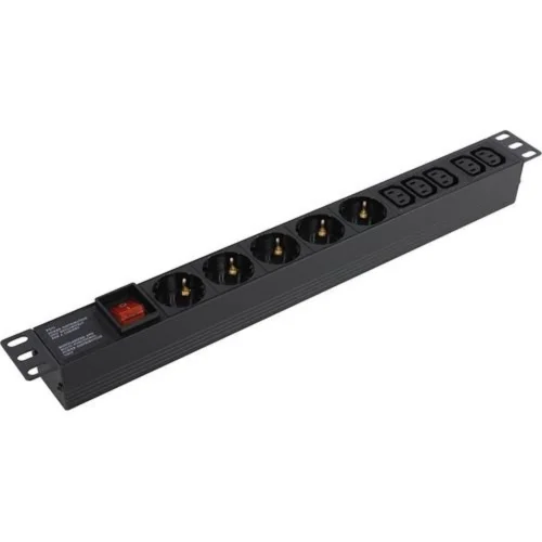 Exegate EX280866RUS Блок розеток ExeGate ServerPro PDU-19H008 Al-5C135S-C14-SW, 19,1U,алюм, 5 IEC 320 C13, 5Schuko, С14