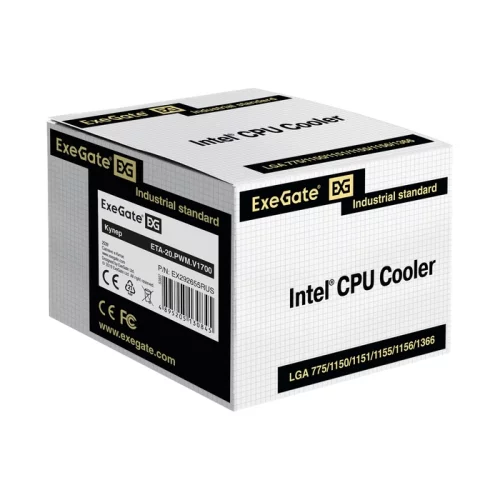Exegate EX292655RUS Кулер ExeGate ETA-20.PWM.V1700 (Al, LGA1700/ 1150/ 1151/ 1155/ 1156/ 1200/ 1366, TDP 90W, Fan 95mm, PWM 900-2400RPM, Hydro bearing, 4pin, 11-24db, 345г, с термопастой, на винтах, Color B фото 6