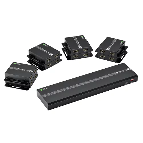 GCR PRO Разветвитель-удлинитель HDMI по витой паре 1080P до 50~60m, 1х8 до 17 дисплеев, передатчик+приемники(2хHDMI), поддержка IR, POC & EDID, Loop out TX, GCR-55774
