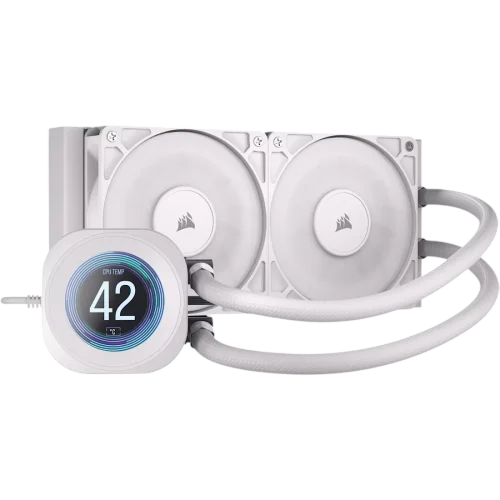 Система жидкостного охлаждения/ Water Cooling System Corsair NAUTILUS 240 RS LCD (240mm, White/ Fans: 2x120mm, 72.8CFM, 36dBA, 2100RPM/ S: 1851, 1700, AM5, AM4) (CW-9061032-WW)