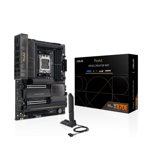 Материнская плата ASUS PROART X870E-CREATOR WIFI, AM5, X870, 4*DDR5, 4*SATA, 4*M.2, 7*USB 3.2, 1*USB 2.0, 2*USB4, Type-C, 3*PCIx16, HDMI, ATX; 90MB1IG0-M0EAY0